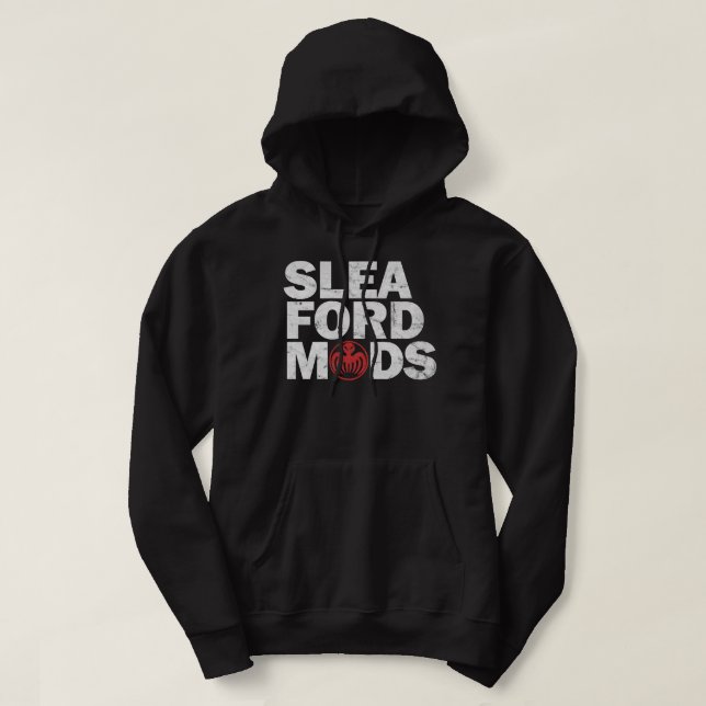 Sleaford Mods WhiteRed [Worn Look] Essential T Shi Hoodie (Design Front)