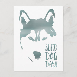sled dog day postcard