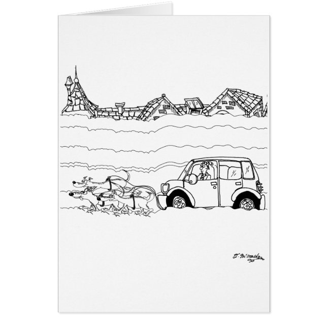 Sled Dogs Tow a Car (Front)