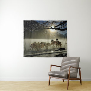 Sled husky race tapestry