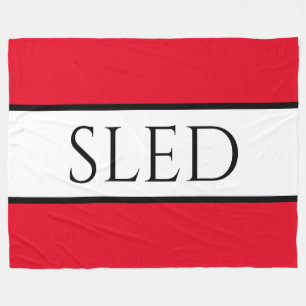 SLED Wide Sporty Bright Red Snowy White Stripes Fleece Blanket