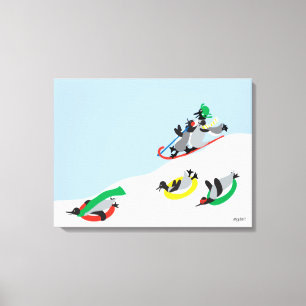 Sledding 18x24 Canvas Print