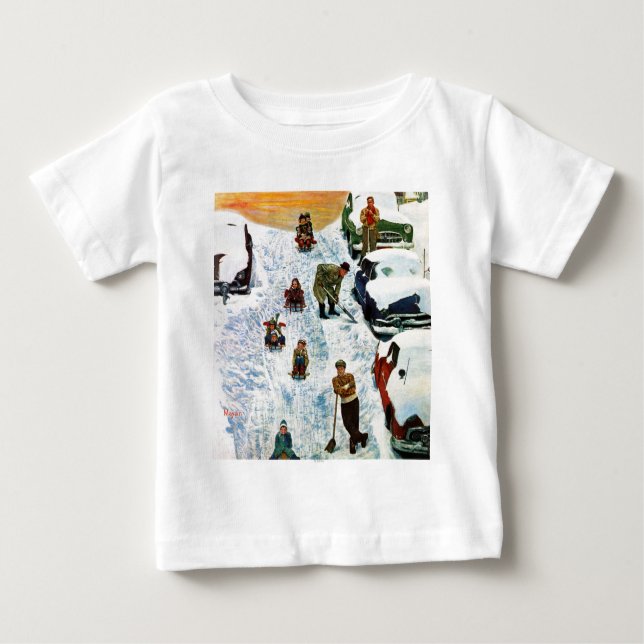 Sledding and Digging Out Baby T-Shirt (Front)