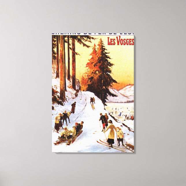 Sledding and Skiing at Vosges Poster Canvas Print (Front)