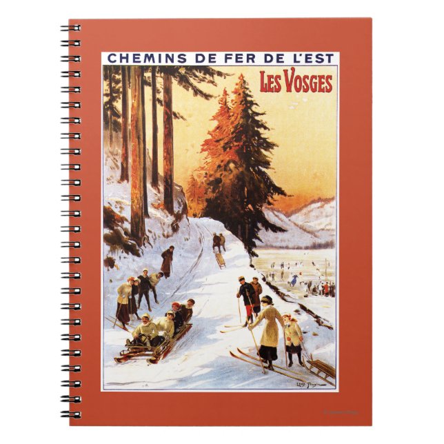 Sledding and Skiing at Vosges Poster Notebook (Front)