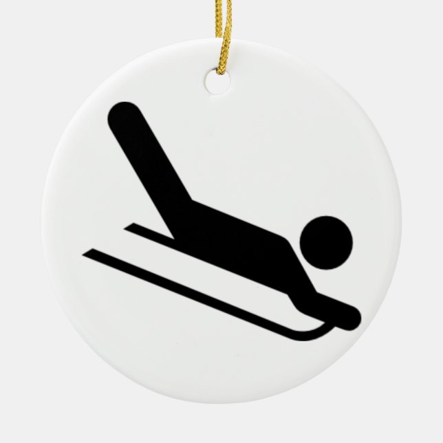 Sledding Ceramic Tree Decoration (Front)