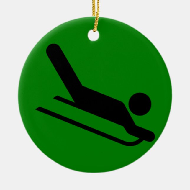 Sledding Ceramic Tree Decoration (Front)