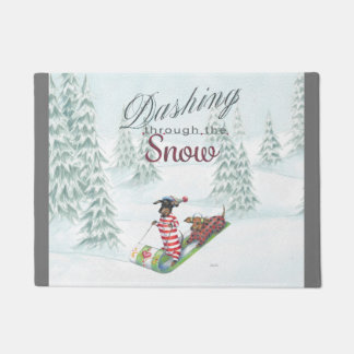 Sledding Dachshunds Doormat