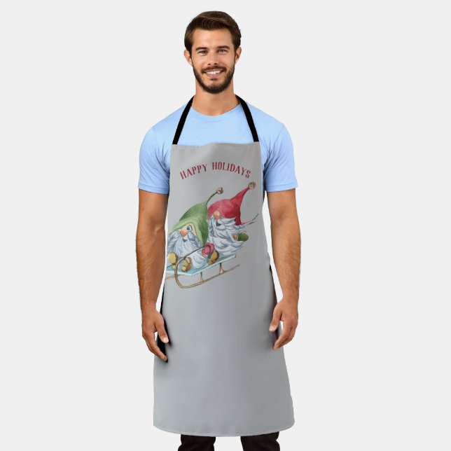 Sledding Gnomes Customisable Apron (Worn)
