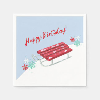 Sledding & Hot Cocoa Winter Birthday Party  Napkin