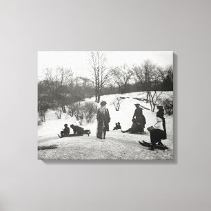 Sledding in Central Park, 1906 Canvas Print