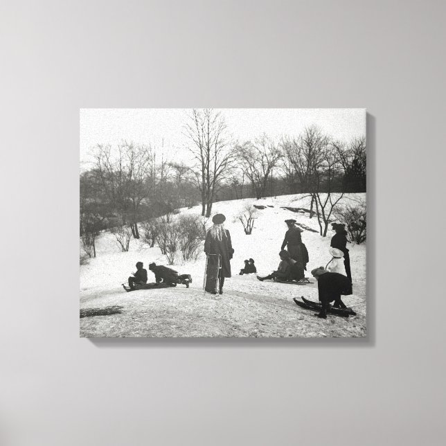 Sledding in Central Park, 1906 Canvas Print (Front)