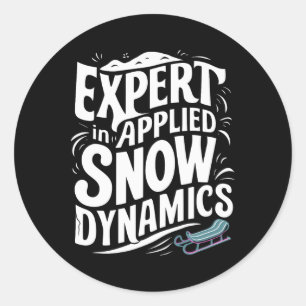Sledding Snow Sled Winter Sport Winter Outdood Act Classic Round Sticker