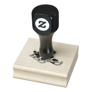 Sledding Terrier in Sweater Snow Day Rubber Stamp