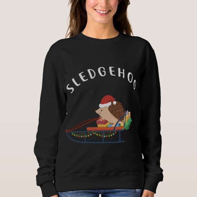 Sledgehog, Funny Cute Animal Hedgehog Christmas Sweatshirt (Front)