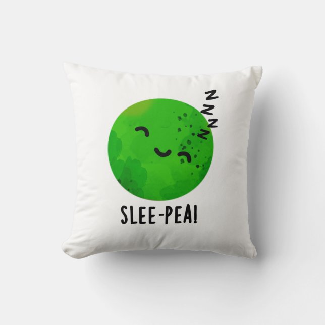 Slee-pea Funny Sleeping Pea Pun  Cushion (Front)