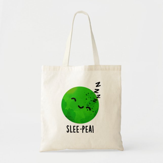 Slee-pea Funny Sleeping Pea Pun Tote Bag (Front)
