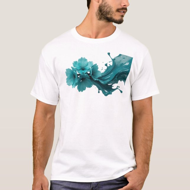 Sleek ABSTRACT FLOWER Original Design T-Shirt (Front)
