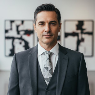 Sleek Abstract Grid Sophistication Tie