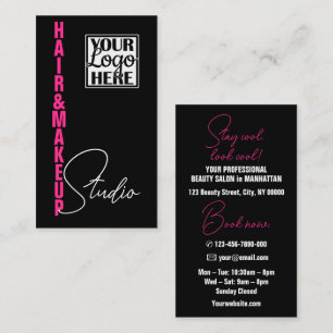 Sleek Aesthetician Modern Logo Photo Template Pink Business Card