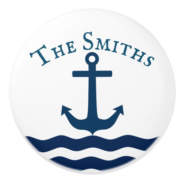Sleek Anchor Nautical Custom Ceramic Knob (Front)