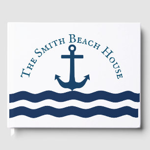 Sleek Anchor Nautical Custom Guest Book