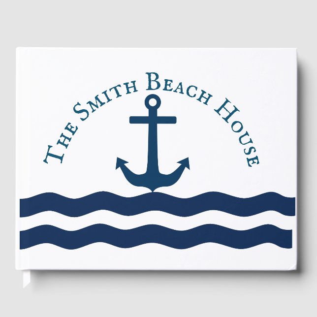 Sleek Anchor Nautical Custom Guest Book (Front)