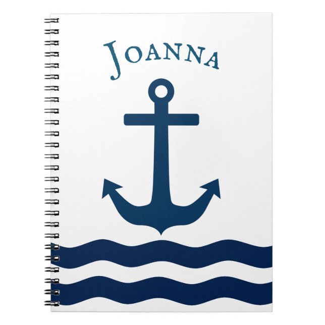 Sleek Anchor Nautical Custom Notebook (Front)