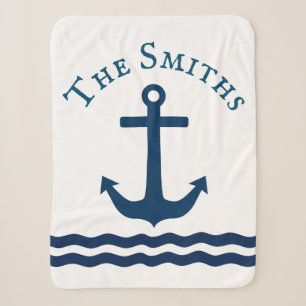 Sleek Anchor Nautical Custom Sherpa Blanket