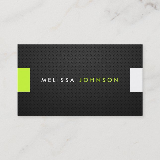 Sleek and Modern Black and Lime Green Business Card (Front)