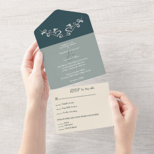 Sleek and Modern Sliver Wedding All In One Invitation
