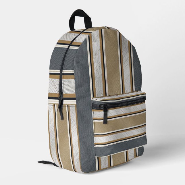 Sleek and Modern Stripe Pattern Printed Backpack (Back Corner Left)