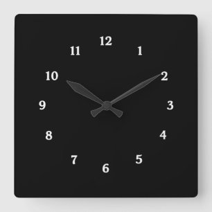 Sleek and Simple Black Clock with White Numbers