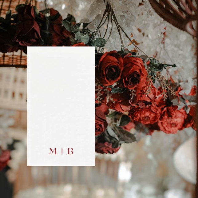 Sleek and Simple Ruby Red Monogram Wedding  Napkin (Creator Uploaded)