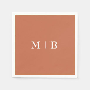 Sleek and Simple Terracotta Monogram II Wedding Napkin