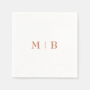 Sleek and Simple Terracotta Monogram Wedding Napkin