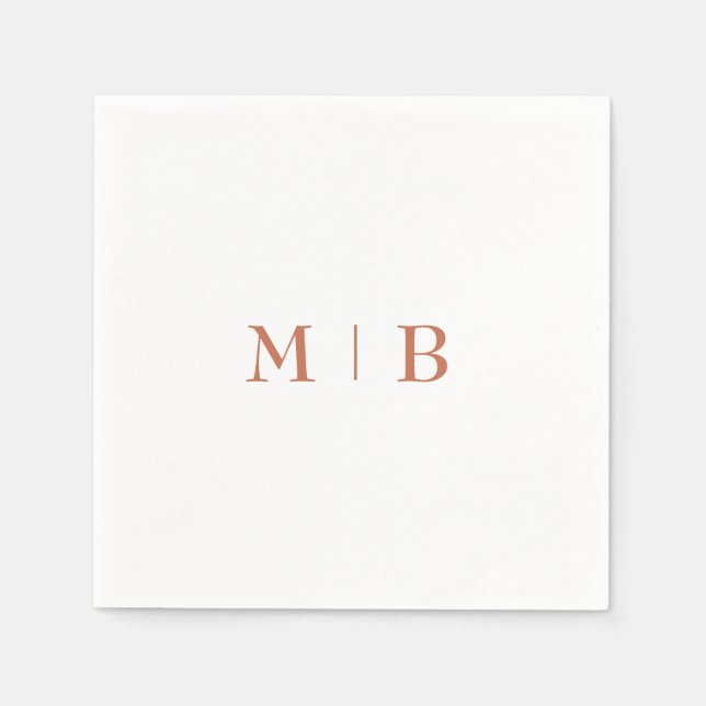 Sleek and Simple Terracotta Monogram Wedding  Napkin (Front)