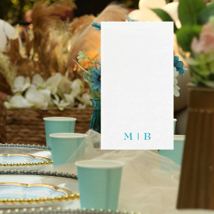 Sleek and Simple Turquoise Monogram Wedding Napkin