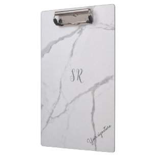 Sleek and Stylish Design White Marble Clipboard