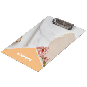Sleek and Stylish Stationery White Marble Clipboard