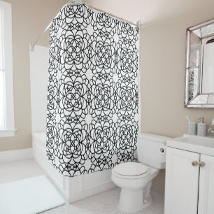 Sleek Black and white pattern shower curtain
