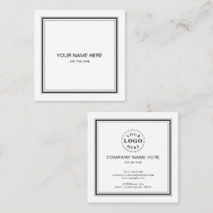 Sleek Black and White Square Business Card