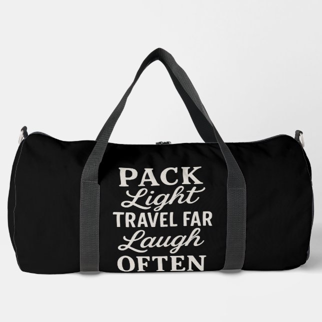 Sleek Black Bold Typography Weekend Getaways Duffle Bag (Front)