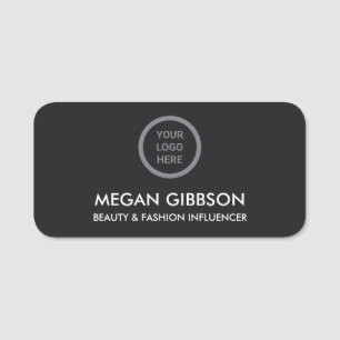 Sleek Black Business Logo Company Minimalist Staff Name Tag
