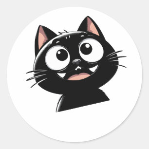 Sleek Black Cat Design Classic Round Sticker