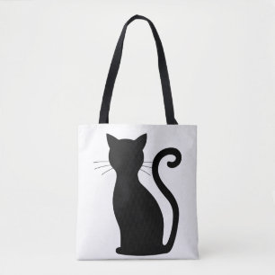 Sleek Black Cat Silhouette Tote Bag