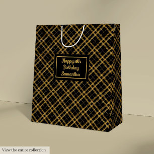 Sleek Black Gold 50th Birthday Gift Bag Idea