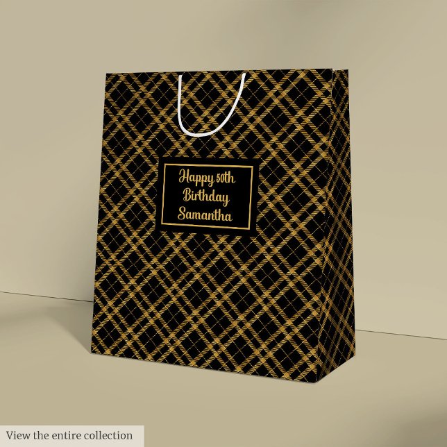 Sleek Black Gold 50th Birthday Gift Bag Idea (Sleek Black Gold 50th Birthday Gift Bag Idea)