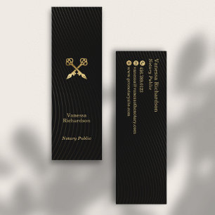 Sleek Black & Gold Pens Luxury Notary Public Mini Business Card