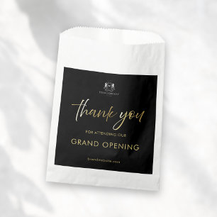 Sleek Black & Gold Script Thank You Logo Event Favour Bags